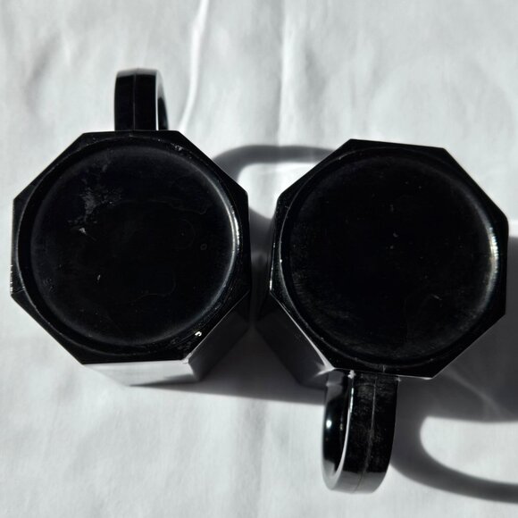 2 Arcoroc Black Octime Mugs Octagon Tempered Glass - Picture 4 of 6